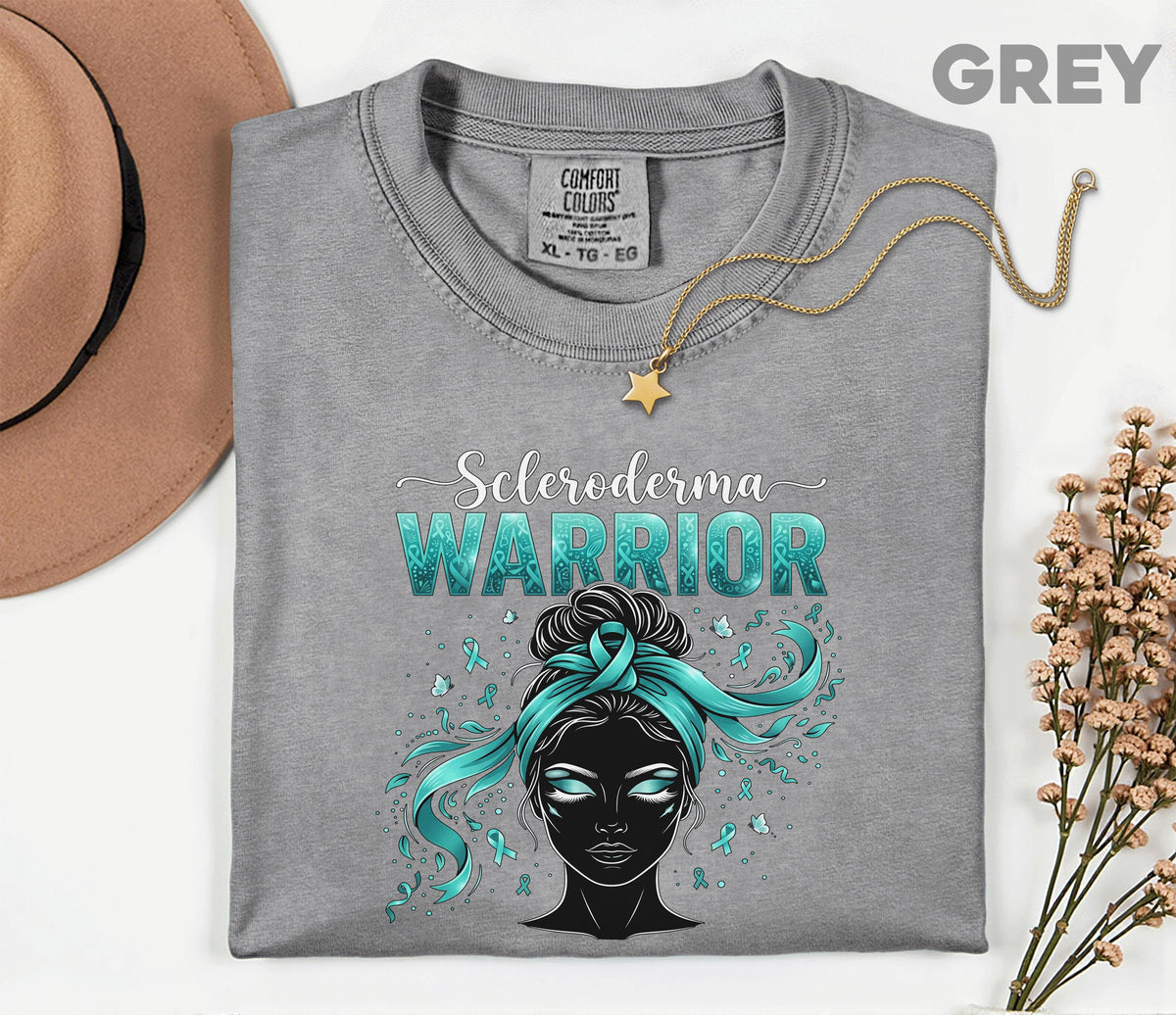 Comfort Colors Scleroderma Awareness Shirt Women Scleroderma Warrior Teal Ribbon Woman Tee Chronic Illness Fighter Gift