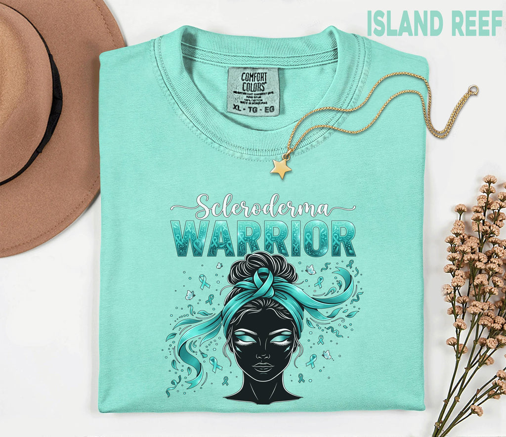 Comfort Colors Scleroderma Awareness Shirt Women Scleroderma Warrior Teal Ribbon Woman Tee Chronic Illness Fighter Gift