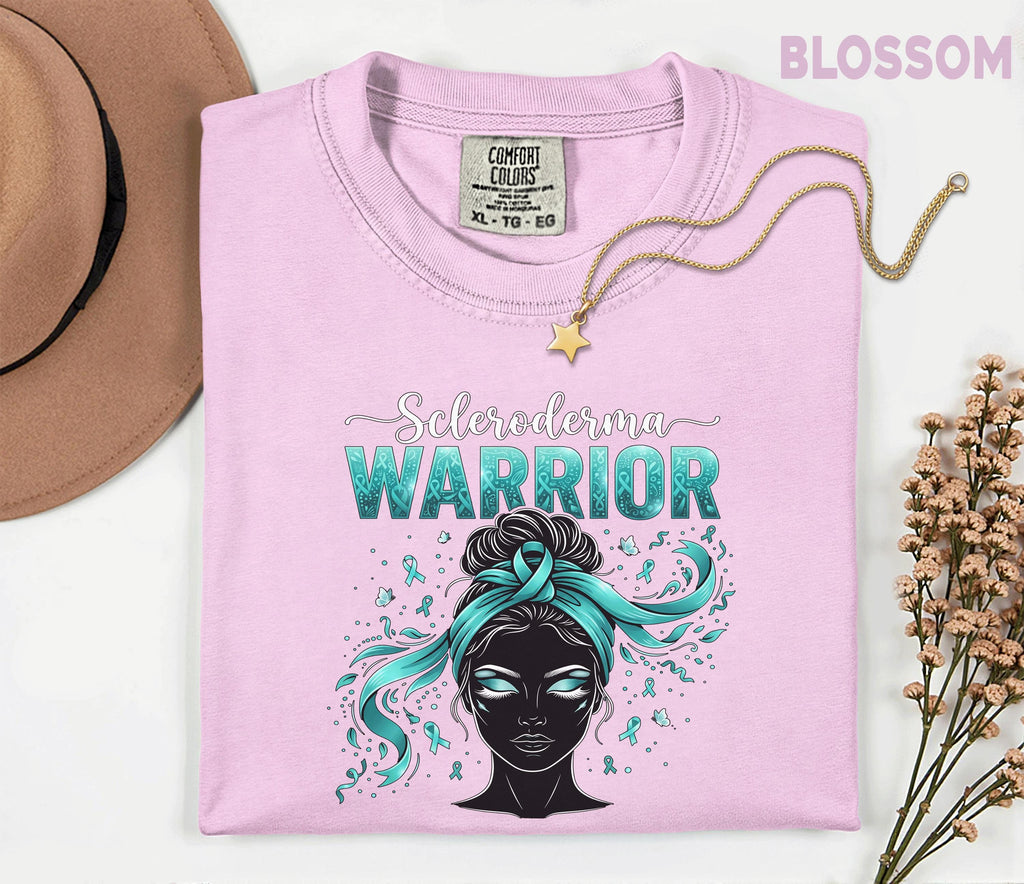 Comfort Colors Scleroderma Awareness Shirt Women Scleroderma Warrior Teal Ribbon Woman Tee Chronic Illness Fighter Gift