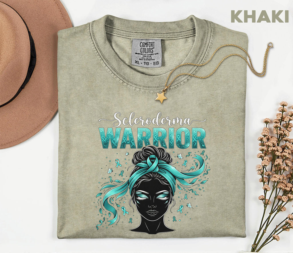 Comfort Colors Scleroderma Awareness Shirt Women Scleroderma Warrior Teal Ribbon Woman Tee Chronic Illness Fighter Gift