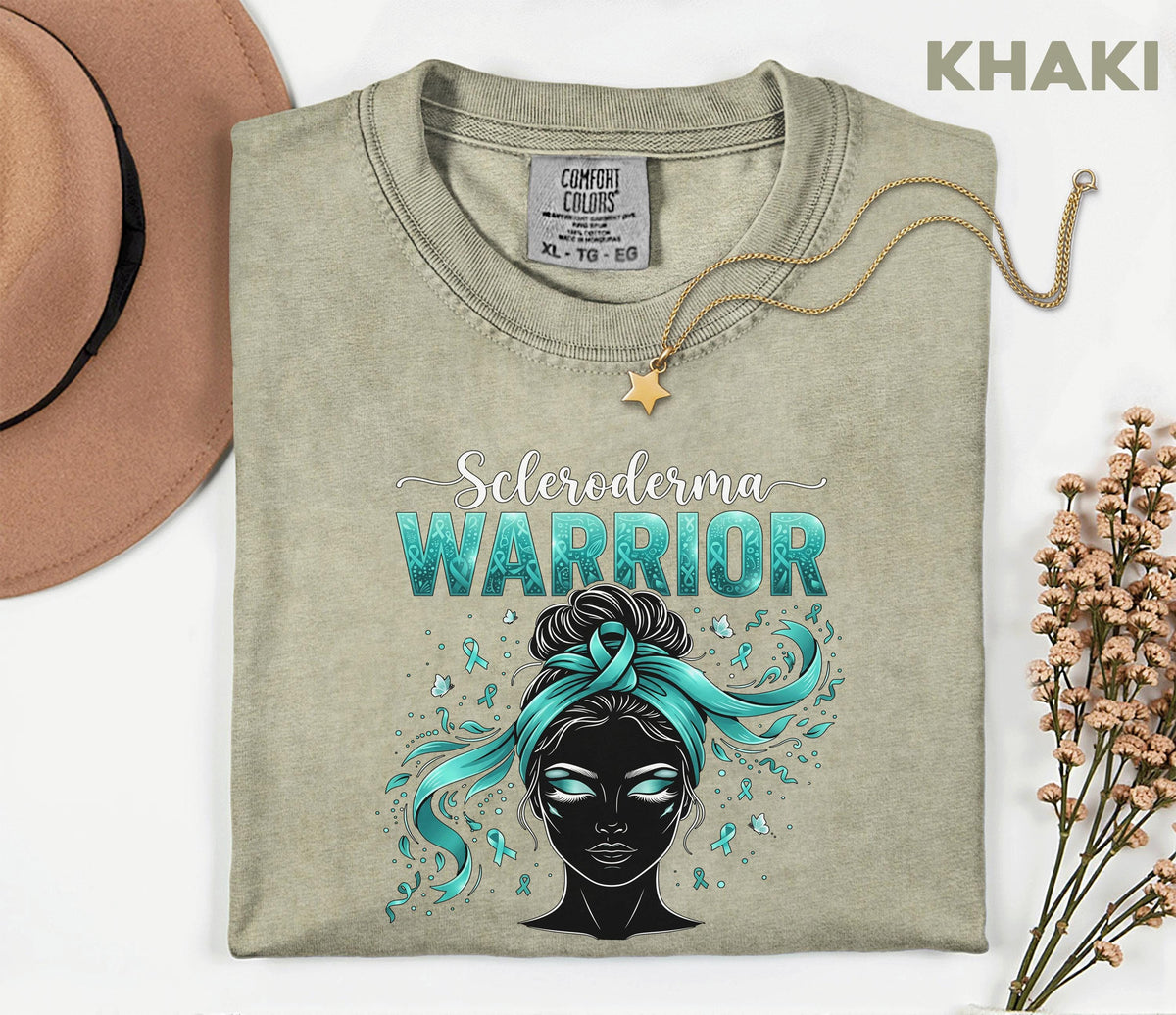 Comfort Colors Scleroderma Awareness Shirt Women Scleroderma Warrior Teal Ribbon Woman Tee Chronic Illness Fighter Gift