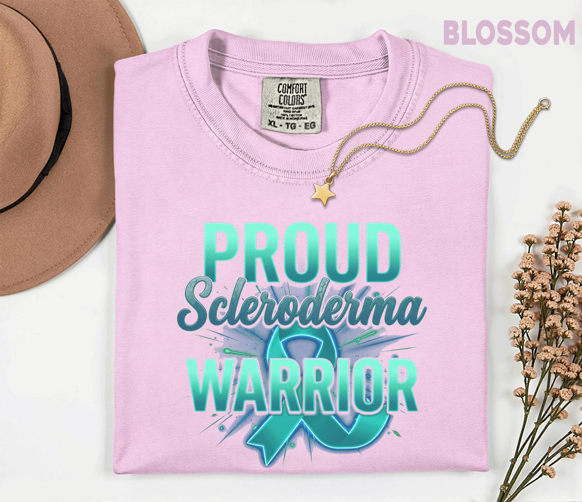 Comfort Colors Proud Scleroderma Warrior Shirt Teal Ribbon Awareness Tee Chronic Illness Fighter Gift Autoimmune Support Top