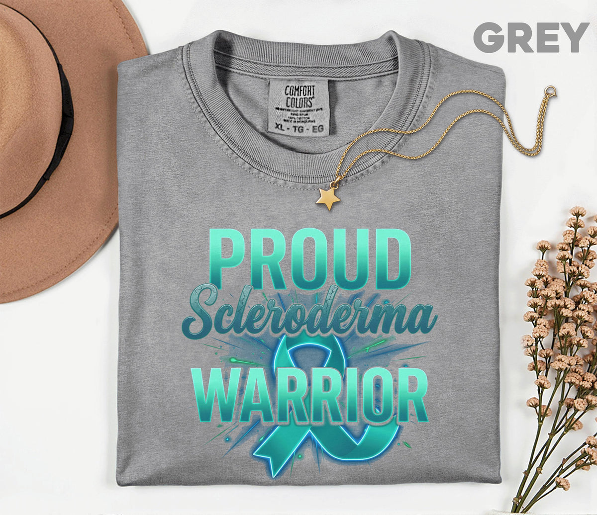 Comfort Colors Proud Scleroderma Warrior Shirt Teal Ribbon Awareness Tee Chronic Illness Fighter Gift Autoimmune Support Top