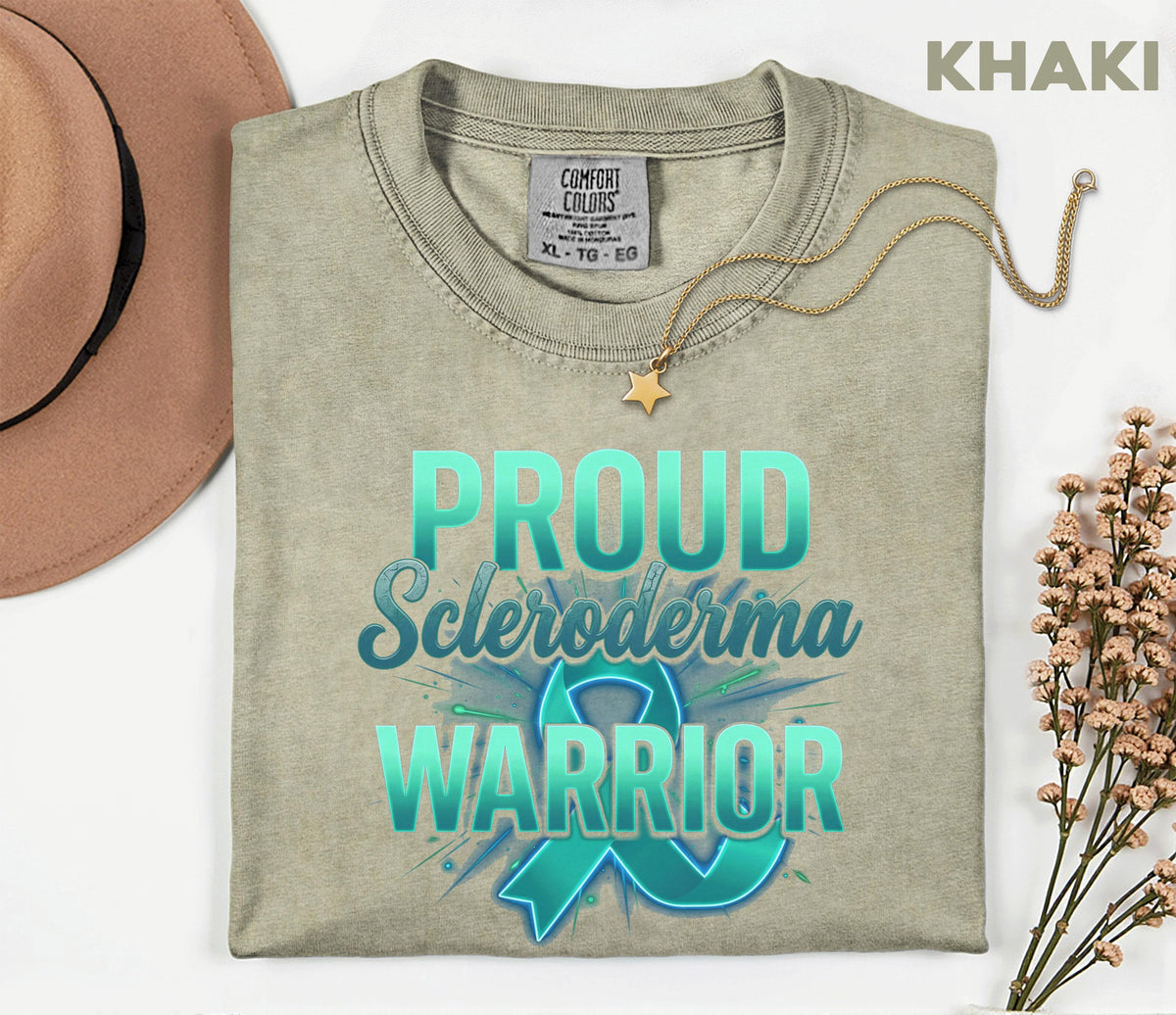 Comfort Colors Proud Scleroderma Warrior Shirt Teal Ribbon Awareness Tee Chronic Illness Fighter Gift Autoimmune Support Top