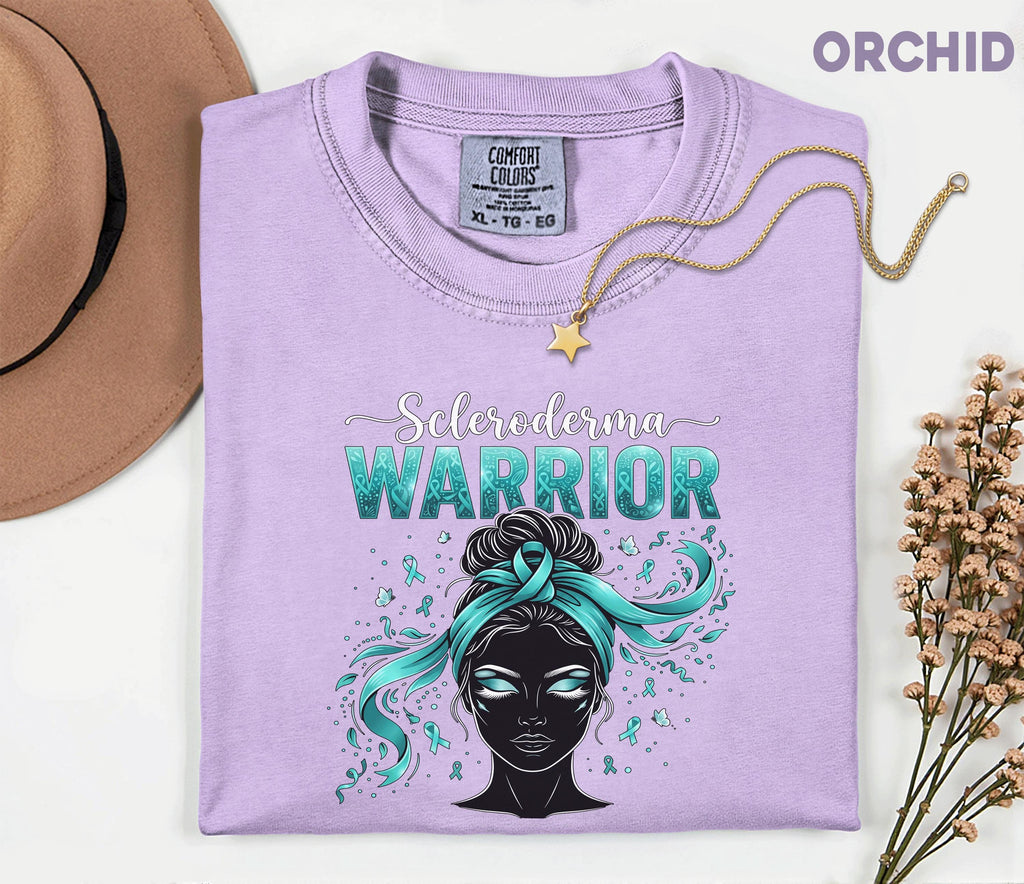 Comfort Colors Scleroderma Awareness Shirt Women Scleroderma Warrior Teal Ribbon Woman Tee Chronic Illness Fighter Gift