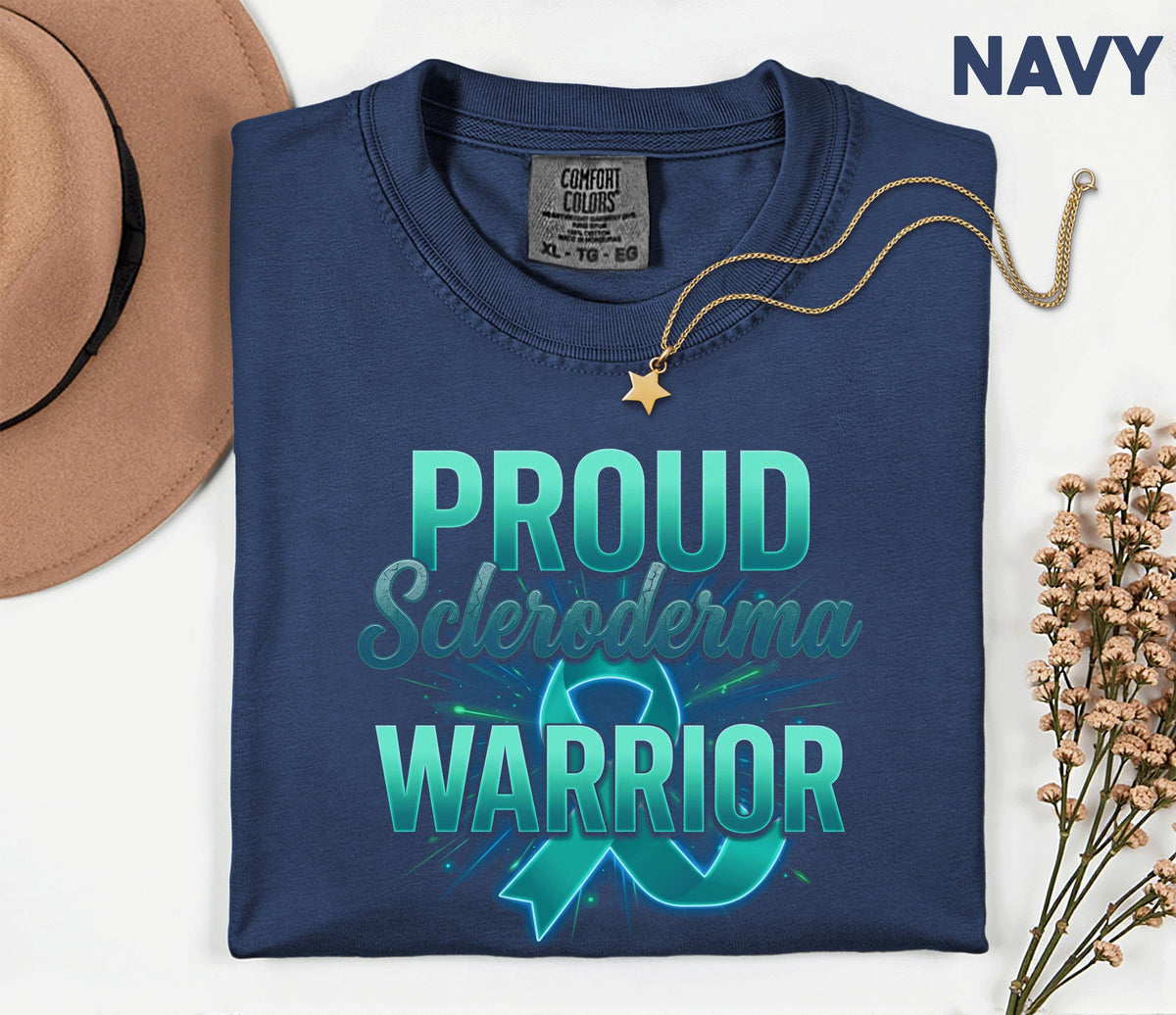 Comfort Colors Proud Scleroderma Warrior Shirt Teal Ribbon Awareness Tee Chronic Illness Fighter Gift Autoimmune Support Top