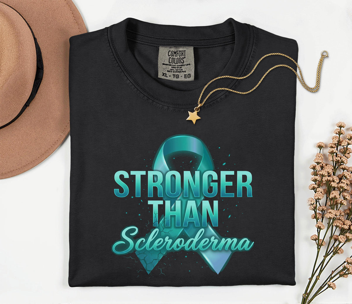 Comfort Colors Stronger Than Scleroderma Shirt Teal Ribbon Awareness Tee Chronic Illness Warrior Gift Unisex Top