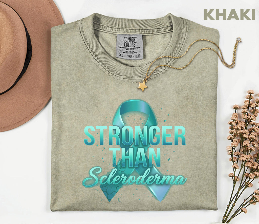 Comfort Colors Stronger Than Scleroderma Shirt Teal Ribbon Awareness Tee Chronic Illness Warrior Gift Unisex Top