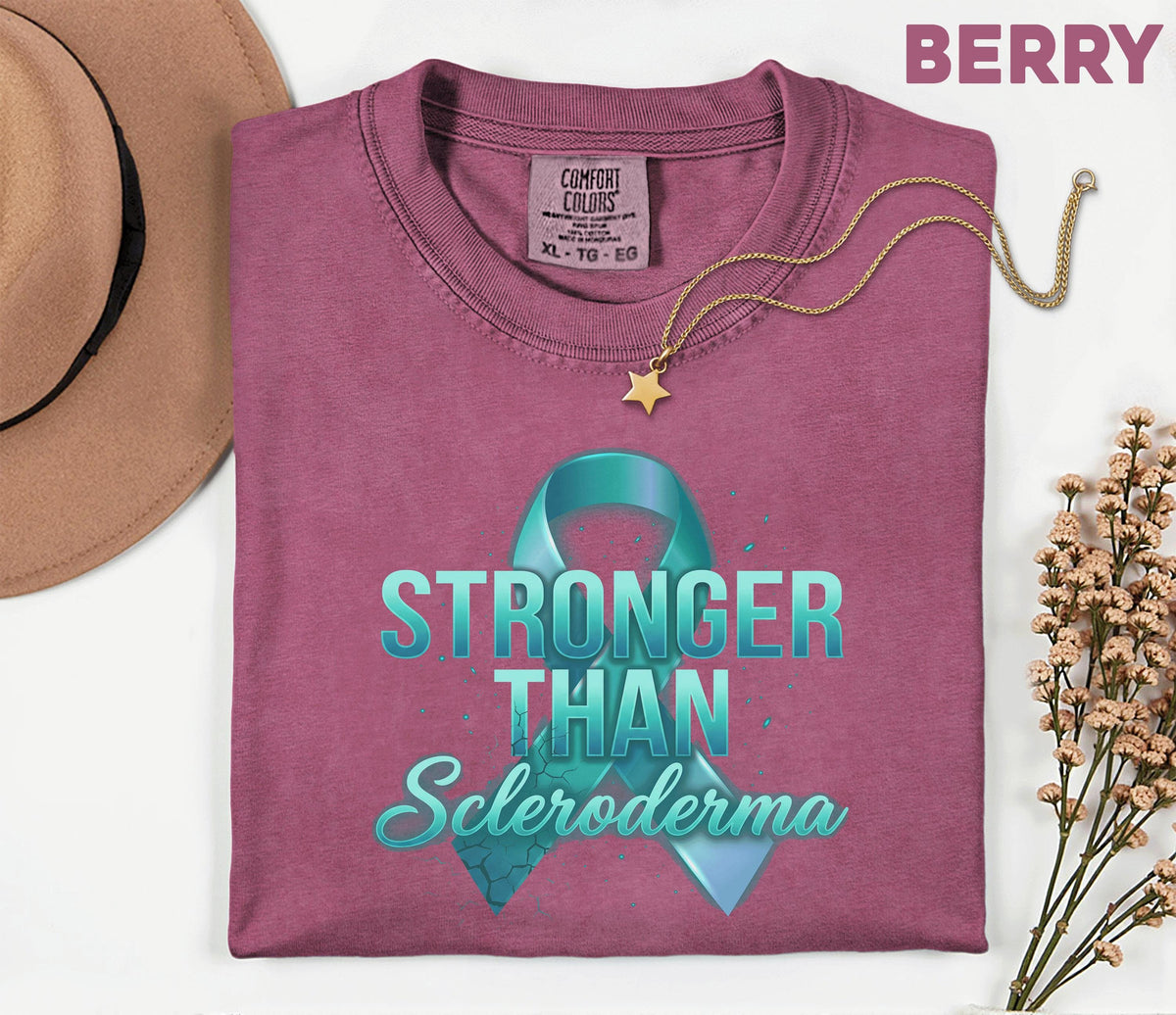 Comfort Colors Stronger Than Scleroderma Shirt Teal Ribbon Awareness Tee Chronic Illness Warrior Gift Unisex Top
