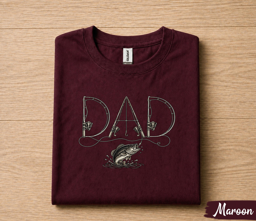 Dad Fishing Shirt Funny Papa Gift T-Shirt, Fishing Rod Dad Tee, Fathers Day Gift for Husband, Birthday Present for Dad Fisherman Shirt