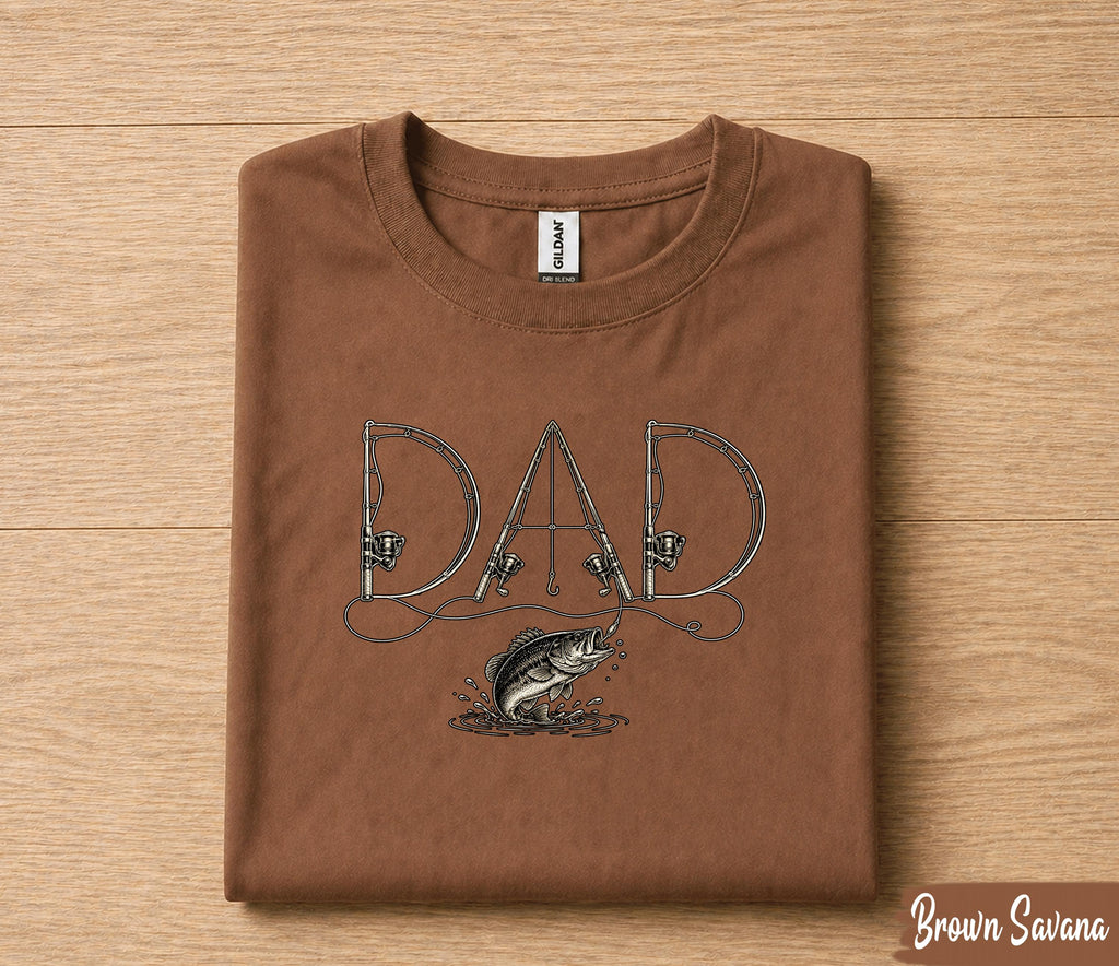 Dad Fishing Shirt Funny Papa Gift T-Shirt, Fishing Rod Dad Tee, Fathers Day Gift for Husband, Birthday Present for Dad Fisherman Shirt