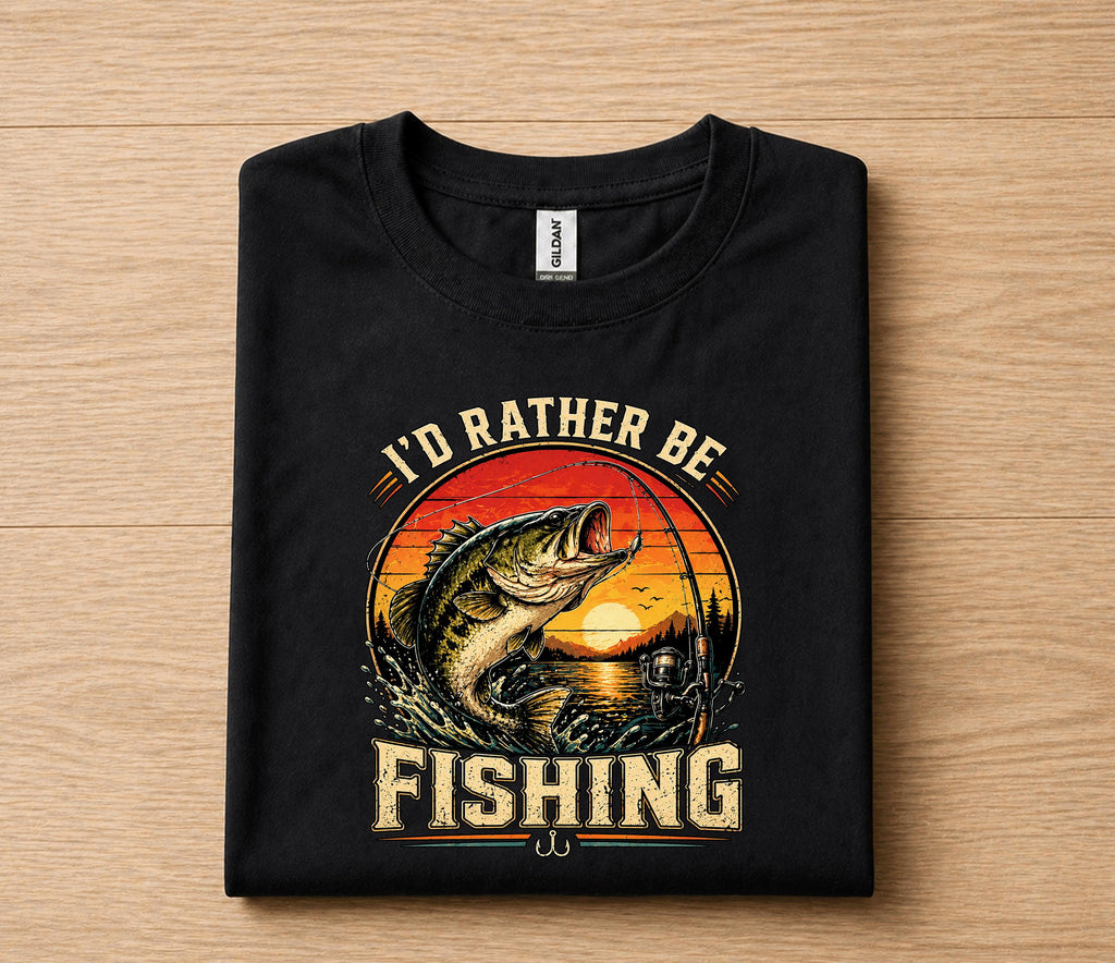 I'd Rather Be Fishing Shirt for Dad, Funny Fishing T-Shirt Gift