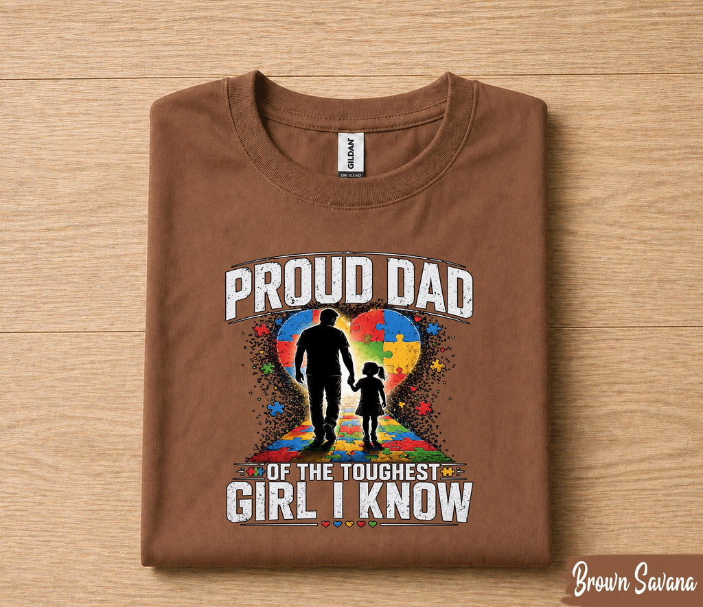 Proud Dad Autism Awareness Shirt, Father Daughter Love Tee, Puzzle Heart Dad T-Shirt, Fathers Day Gift for Husband Papa