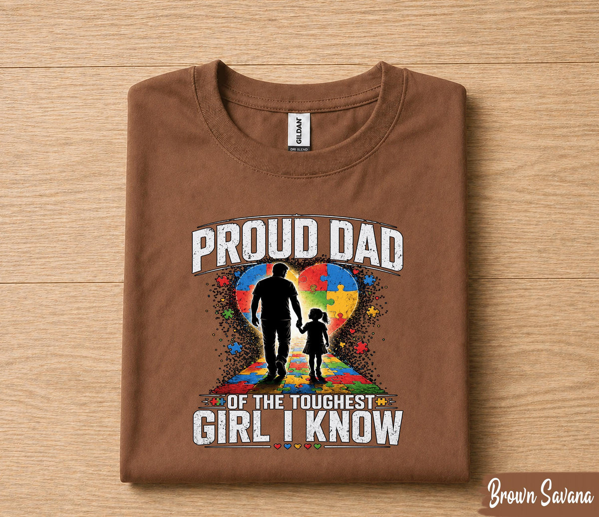 Proud Dad Autism Awareness Shirt, Father Daughter Love Tee, Puzzle Heart Dad T-Shirt, Fathers Day Gift for Husband Papa