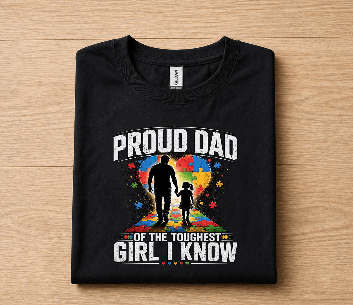 Proud Dad Autism Awareness Shirt, Father Daughter Love Tee