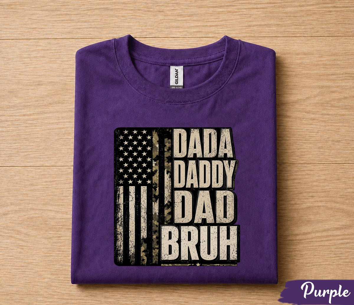 Dada Daddy Dad Bruh Shirt Funny Dad Life Tee, American Flag Dad T-Shirt, Fathers Day Gift for Husband Papa Birthday Shirt