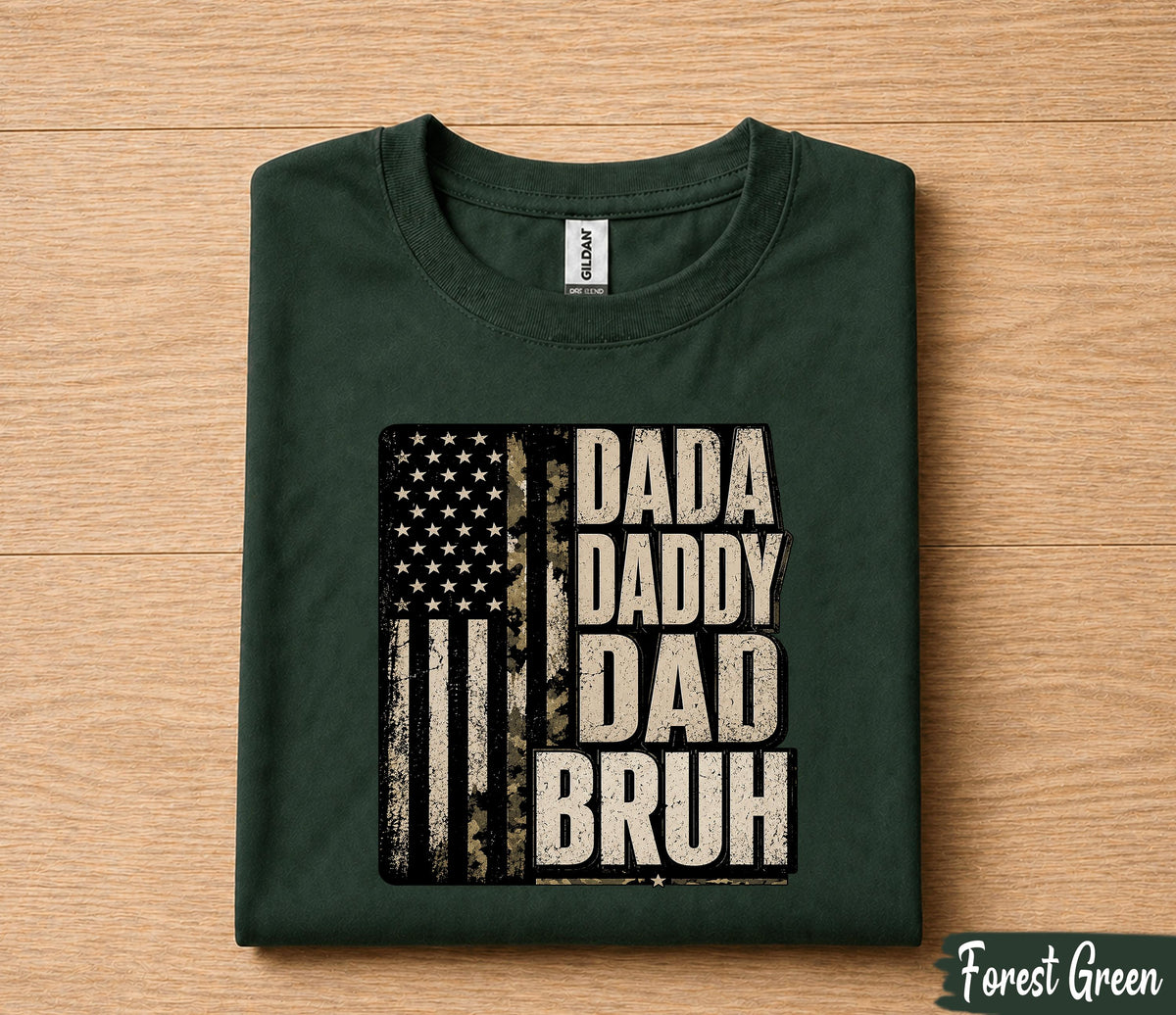 Dada Daddy Dad Bruh Shirt Funny Dad Life Tee, American Flag Dad T-Shirt, Fathers Day Gift for Husband Papa Birthday Shirt