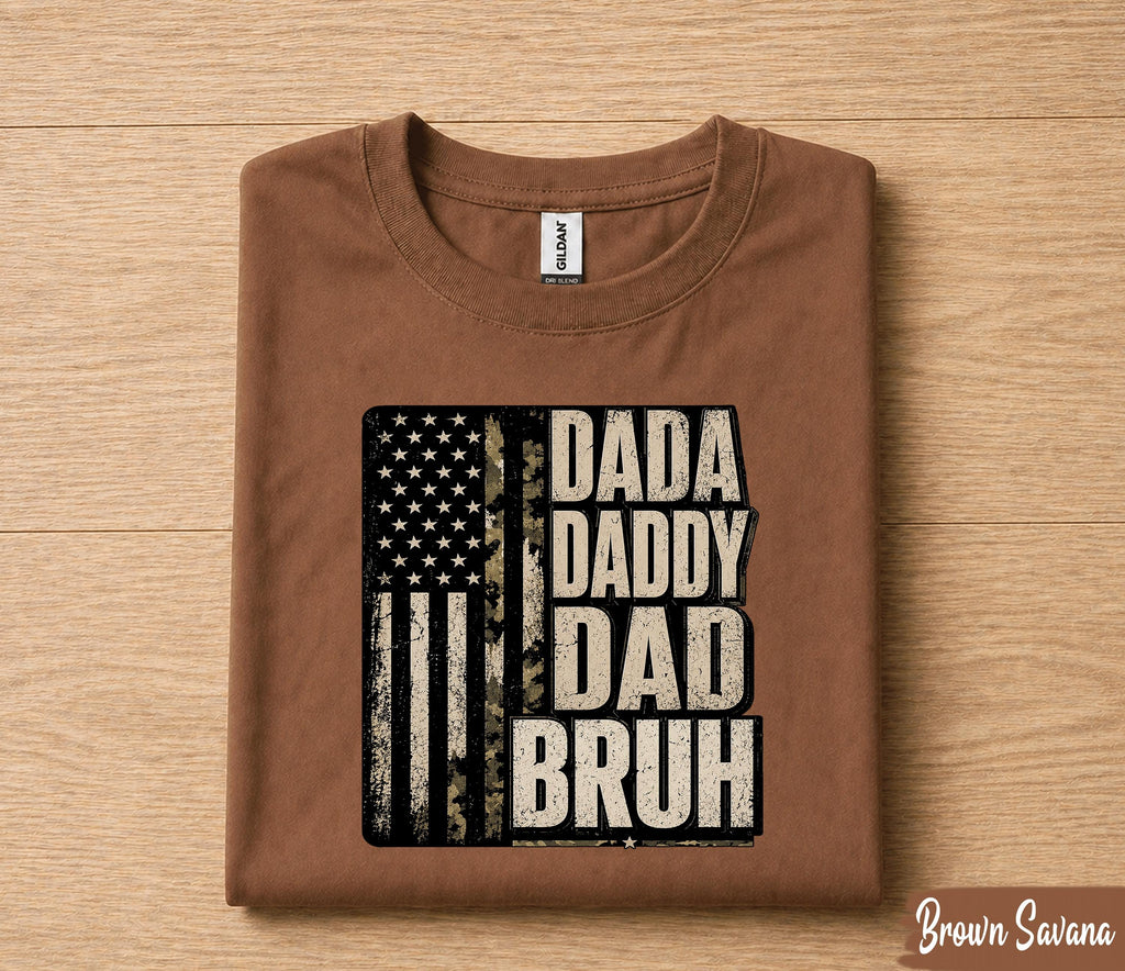 Dada Daddy Dad Bruh Shirt Funny Dad Life Tee, American Flag Dad T-Shirt, Fathers Day Gift for Husband Papa Birthday Shirt