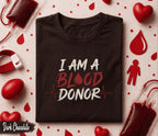 I Am A Blood Donor Shirt Bold Typography Tee World Blood Donor Day Gift Medical Awareness Shirt Donate Blood Graphic T-Shirt