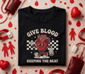 Give Blood Keep the Beat Shirt Cute Heart Cartoon Blood Donor Tee World Blood Donor Day Gift Funny Medical Awareness ...