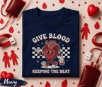 Give Blood Keep the Beat Shirt Cute Heart Cartoon Blood Donor Tee World Blood Donor Day Gift Funny Medical Awareness T-Shirt