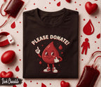 Please Donate Blood Shirt Cute Blood Drop Cartoon Tee World Blood Donor Day Gift Funny Donor Shirt Medical Awareness T-Shirt