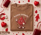 Please Donate Blood Shirt Cute Blood Drop Cartoon Tee World Blood Donor Day Gift Funny Donor Shirt Medical Awareness T-Shirt