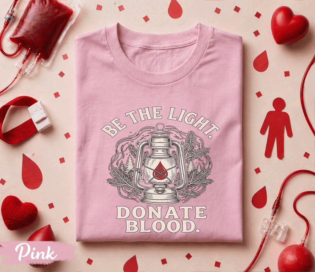 Be The Light Donate Blood Shirt World Blood Donor Day Tee Blood Donation Awareness Gift Life Saving Donor Shirt Vintage Lantern Design