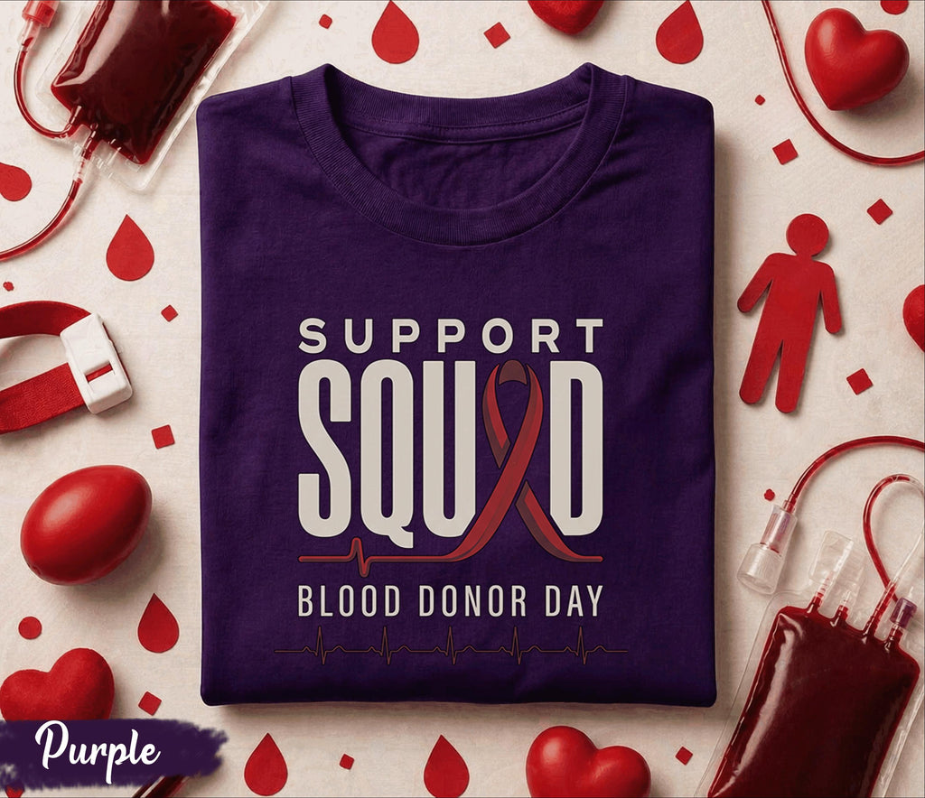 Support Squad Blood Donor Day Shirt Awareness Ribbon Tee Blood Donation Support Shirt Medical Awareness Gift Life Saver Apparel