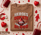 Heroes Donate Blood Shirt World Blood Donor Day T Shirt Blood Donation Awareness Tee Medical Hero Gift Nurse Doctor Apparel