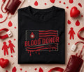 Blood Donor American Flag Shirt Patriotic Donate Blood Tee Medical Awareness Gift World Blood Donor Day Nurse Doctor ...