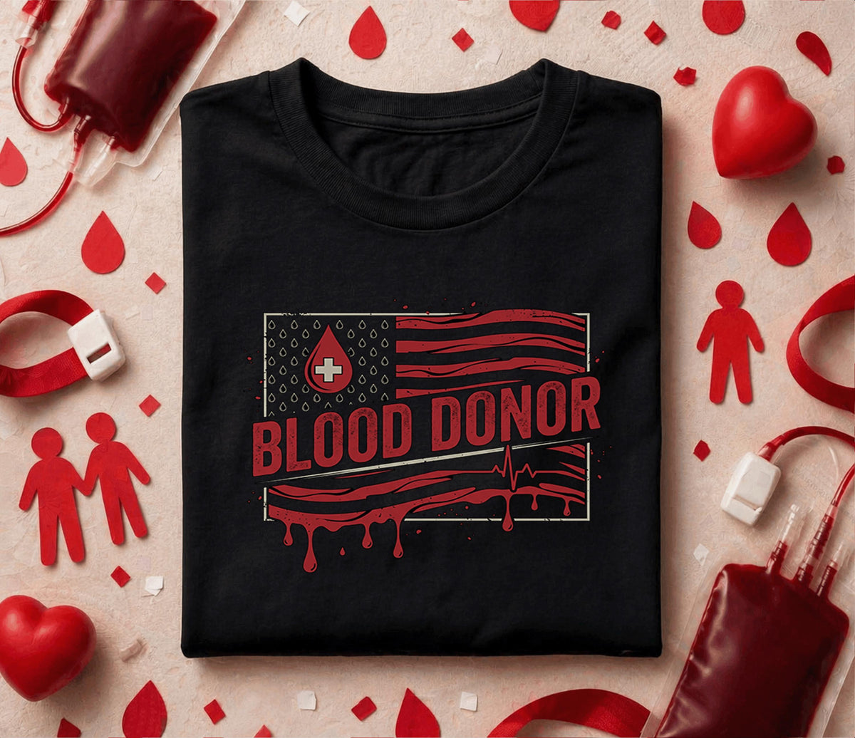 Blood Donor American Flag Shirt Patriotic Donate Blood Tee Medical Awareness Gift World Blood Donor Day Nurse Doctor ...