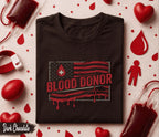 Blood Donor American Flag Shirt Patriotic Donate Blood Tee Medical Awareness Gift World Blood Donor Day Nurse Doctor Support T Shirt
