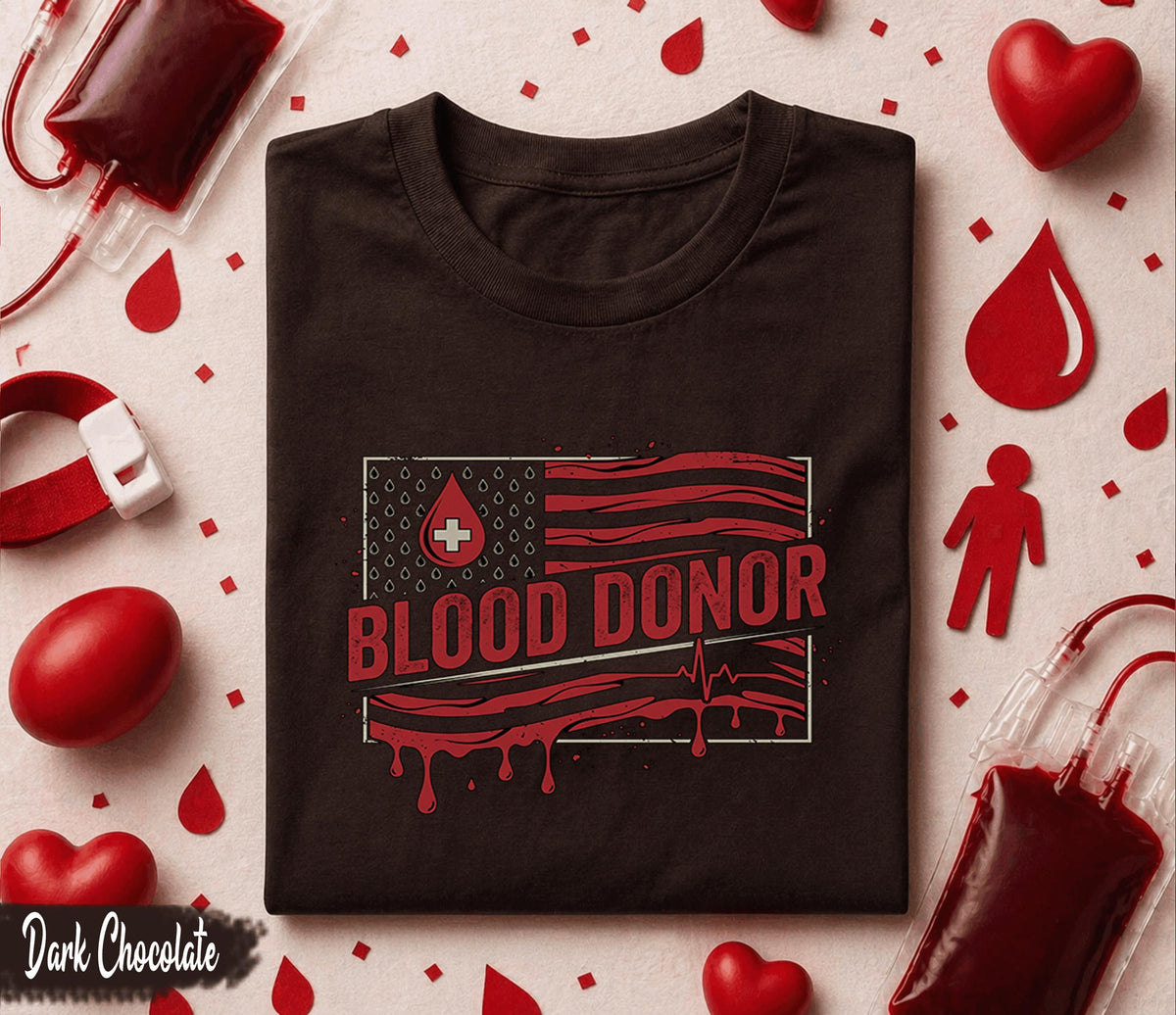 Blood Donor American Flag Shirt Patriotic Donate Blood Tee Medical Awareness Gift World Blood Donor Day Nurse Doctor Support T Shirt