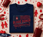Blood Donor American Flag Shirt Patriotic Donate Blood Tee Medical Awareness Gift World Blood Donor Day Nurse Doctor Support T Shirt