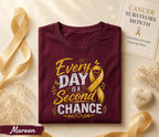 Every Day Is A Second Chance Cancer Survivor Shirt, Yellow Ribbon Awareness Tee, Inspirational Hope Strength Fighter Gift Idea