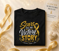 Scars Tell My Victory Story Cancer Survivor Shirt, Yellow Ribbon Awareness Tee