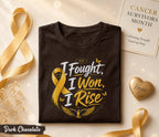 I Fought I Won I Rise Cancer Survivor Shirt, Yellow Ribbon Awareness Tee, Inspirational Fighter Gift, Strength Hope Courage Apparel