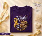 I Fought I Won I Rise Cancer Survivor Shirt, Yellow Ribbon Awareness Tee, Inspirational Fighter Gift, Strength Hope Courage Apparel