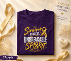 Survivor Mindset Unbreakable Spirit Cancer Survivor Shirt, Yellow Ribbon Awareness Tee, Inspirational Strength Fighter Gift Idea