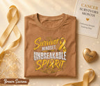 Survivor Mindset Unbreakable Spirit Cancer Survivor Shirt, Yellow Ribbon Awareness Tee, Inspirational Strength Fighter Gift Idea