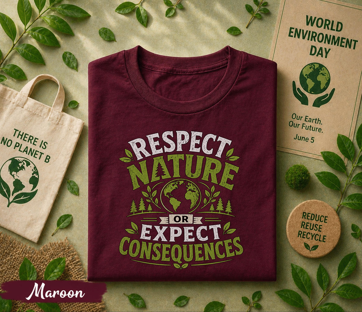 Respect Nature Shirt, World Environment Day Tee, Eco Friendly T Shirt, Save Earth Apparel, Nature Lover Gift, Sustainability Tee