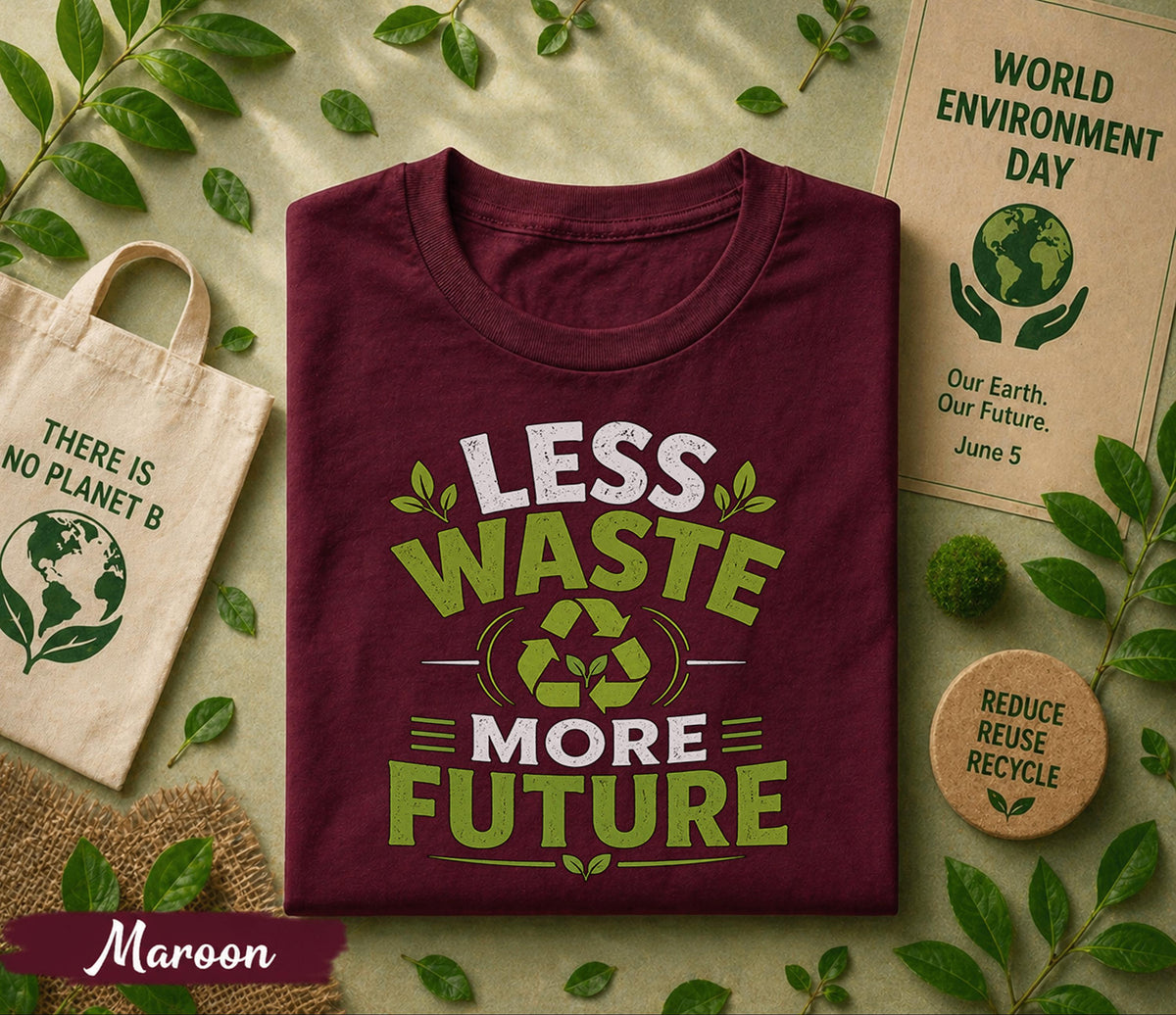 Less Waste More Future Shirt, World Environment Day Tee, Eco Friendly T Shirt, Sustainability Tee, Save Earth Recycle Gift