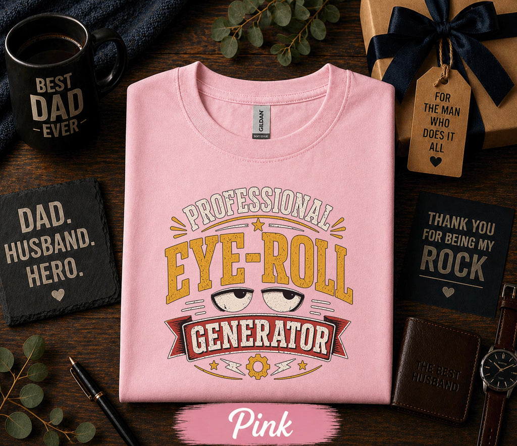 Professional Eye Roll Generator Shirt Funny Dad Humor Tee Fathers Day Gift Birthday Husband Sarcastic Dad Joke Retro T-shirt