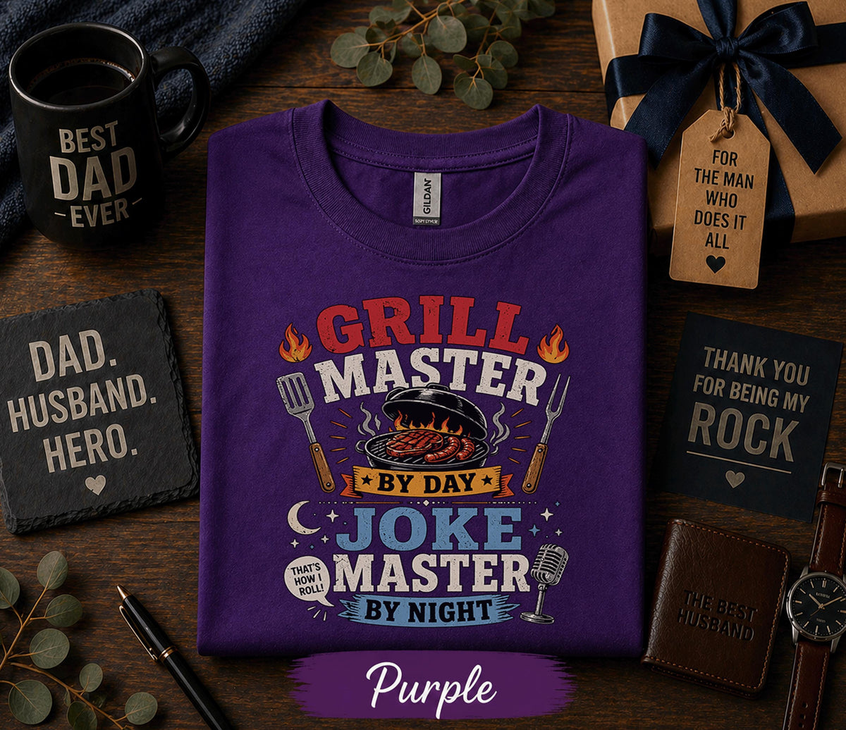 Grill Master Joke Master Shirt Funny Dad BBQ Tee Fathers Day Gift Birthday Husband Grill Dad Cooking Humor Retro T-Shirt
