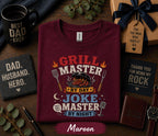 Grill Master Joke Master Shirt Funny Dad BBQ Tee Fathers Day Gift Birthday Husband Grill Dad Cooking Humor Retro T-Shirt