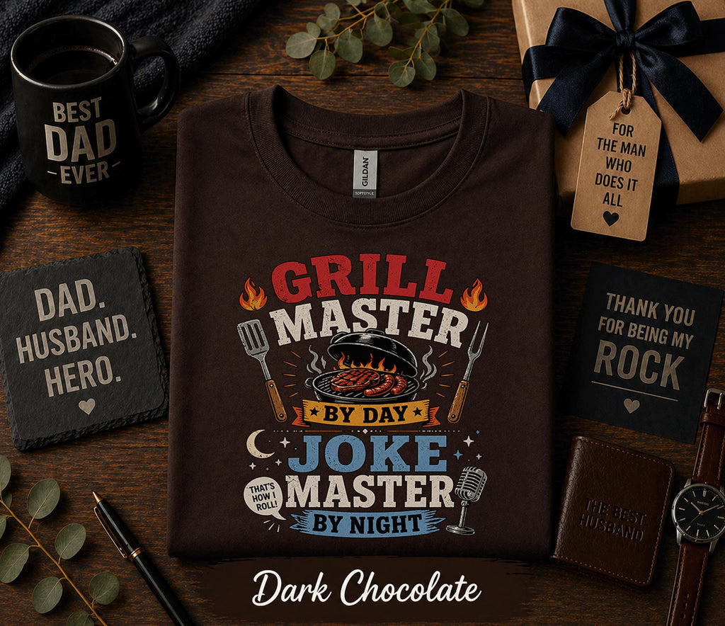 Grill Master Joke Master Shirt Funny Dad BBQ Tee Fathers Day Gift Birthday Husband Grill Dad Cooking Humor Retro T-Shirt
