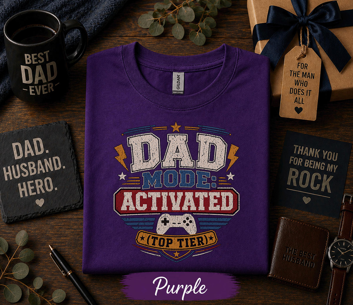 Dad Mode Activated Shirt Top Tier Gamer Dad Tee Funny Fathers Day Gift Birthday Husband Present Gaming Dad Retro Style T-Shirt