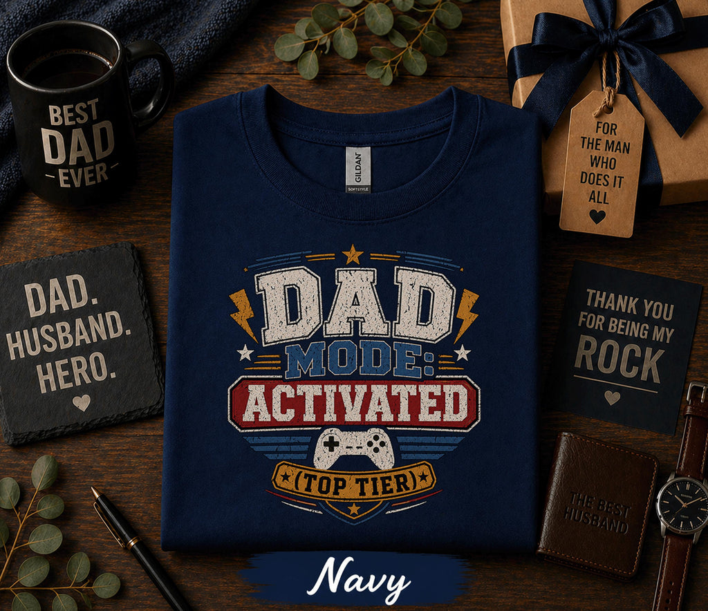 Dad Mode Activated Shirt Top Tier Gamer Dad Tee Funny Fathers Day Gift Birthday Husband Present Gaming Dad Retro Style T-Shirt