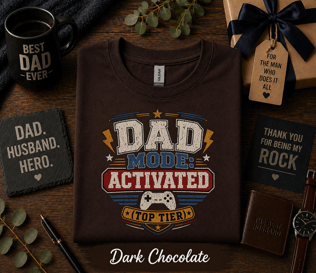 Dad Mode Activated Shirt Top Tier Gamer Dad Tee Funny Fathers Day Gift Birthday Husband Present Gaming Dad Retro Style T-Shirt